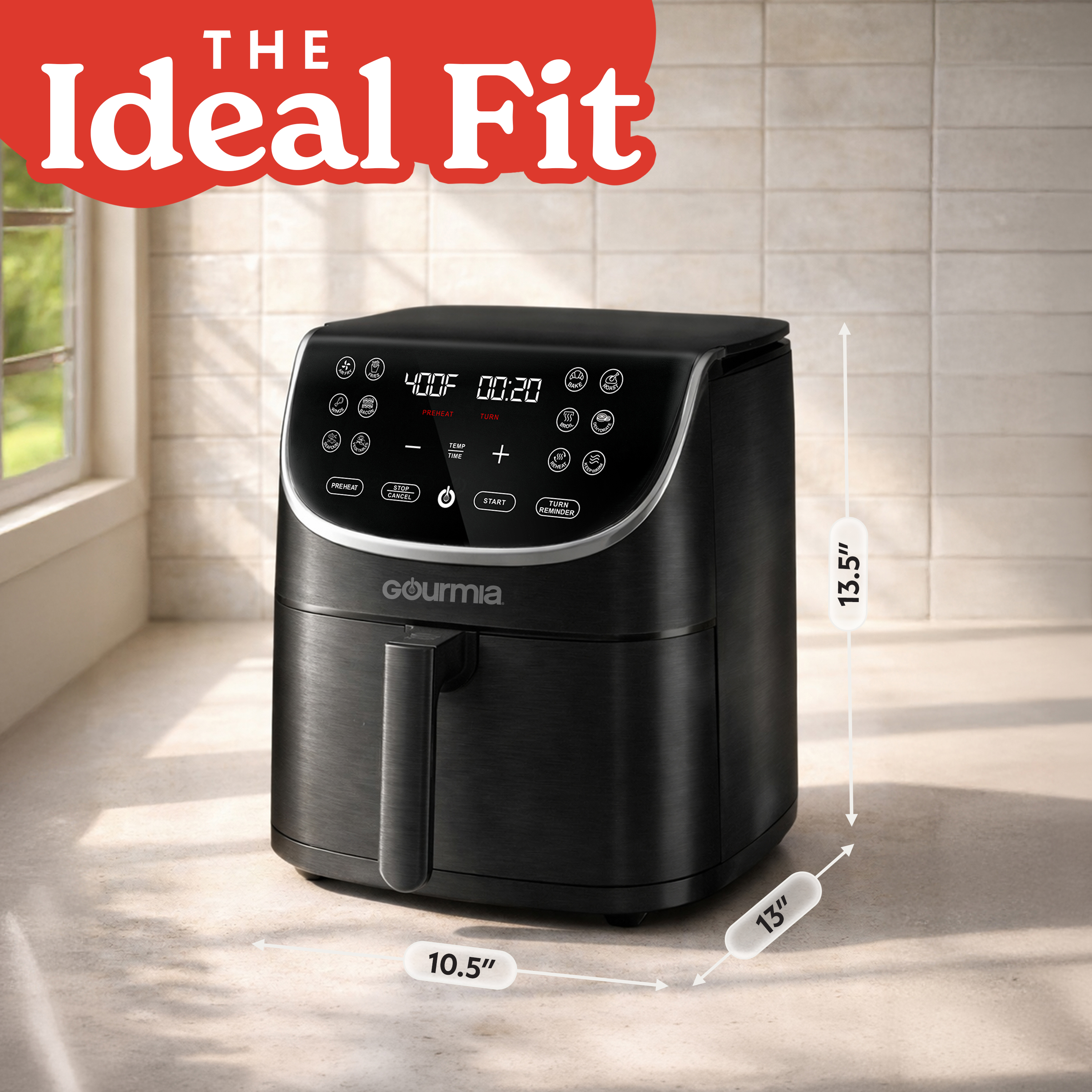Gourmia 7 Qt Digital Air Fryer, 12 Presets, XL Basket with Crisper